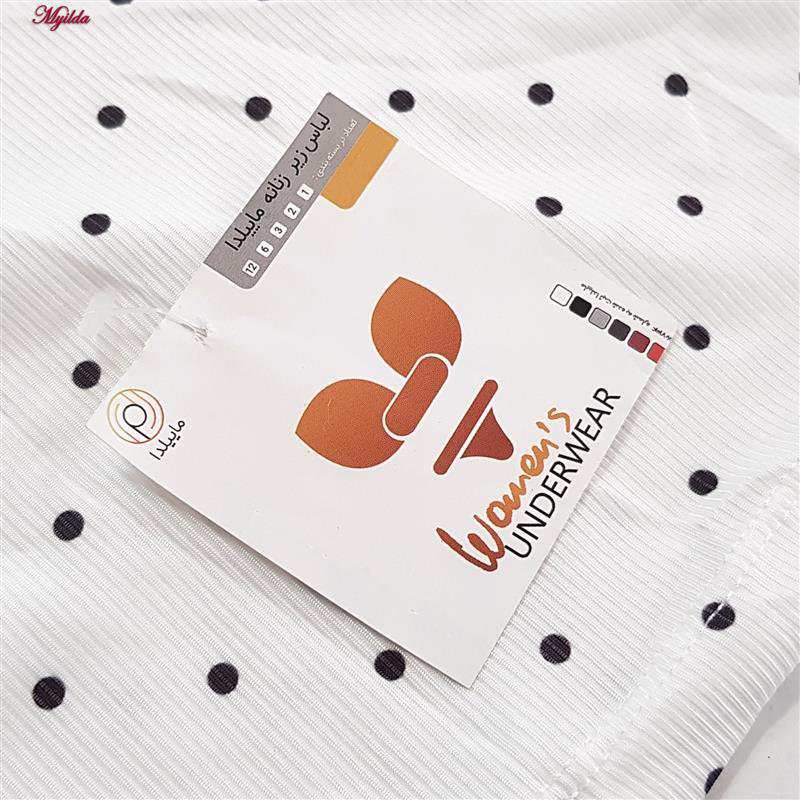 کراپتاپ زنانه مدل پددار خال خالی رنگ سفید ماییلدا کد 5301-6853