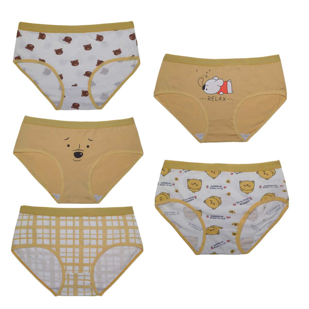 شورت زنانه مدل نخی طرح عروسکی relax بسته 5 عددی ماییلدا