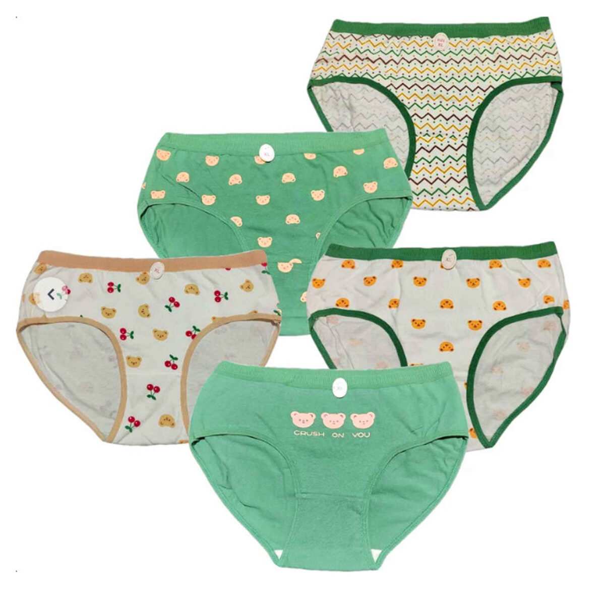 شورت زنانه طرح عروسکی تدی بسته 5 عددی ماییلدا