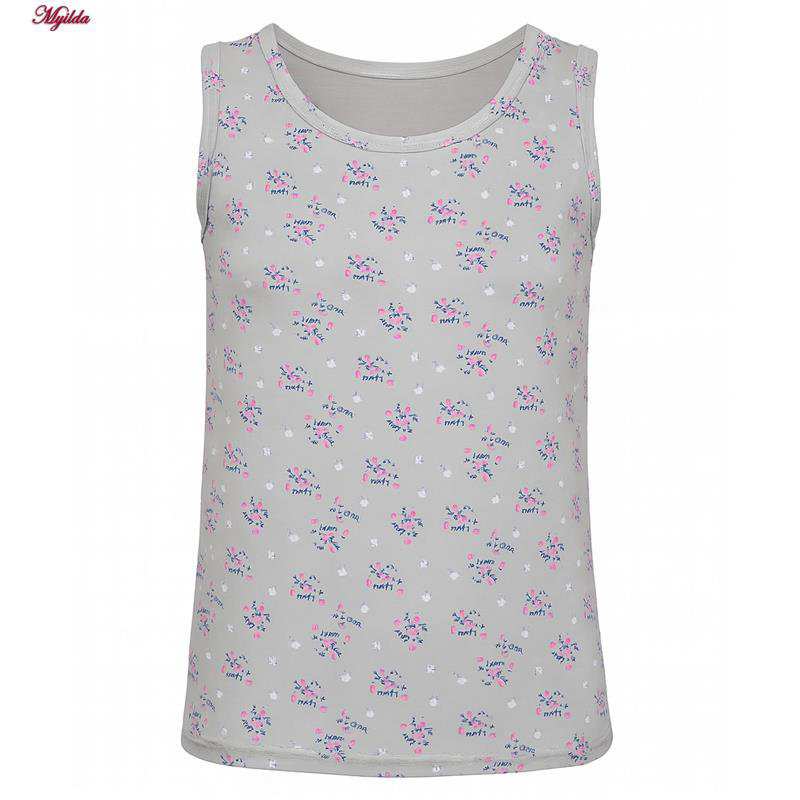 تاپ راحتی زنانه طرح برگ رنگ طوسی ماییلدا کد 5328-2