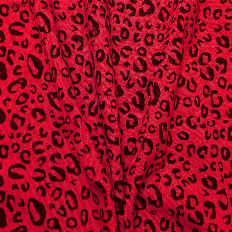 تاپ راحتی زنانه مدل پلنگی رنگ قرمز ماییلدا کد 5328-1