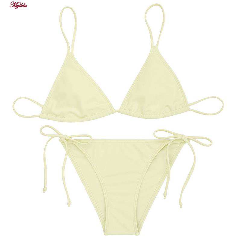 مایو دوتکه زنانه رنگ لیمویی مدل h-1210 ماییلدا