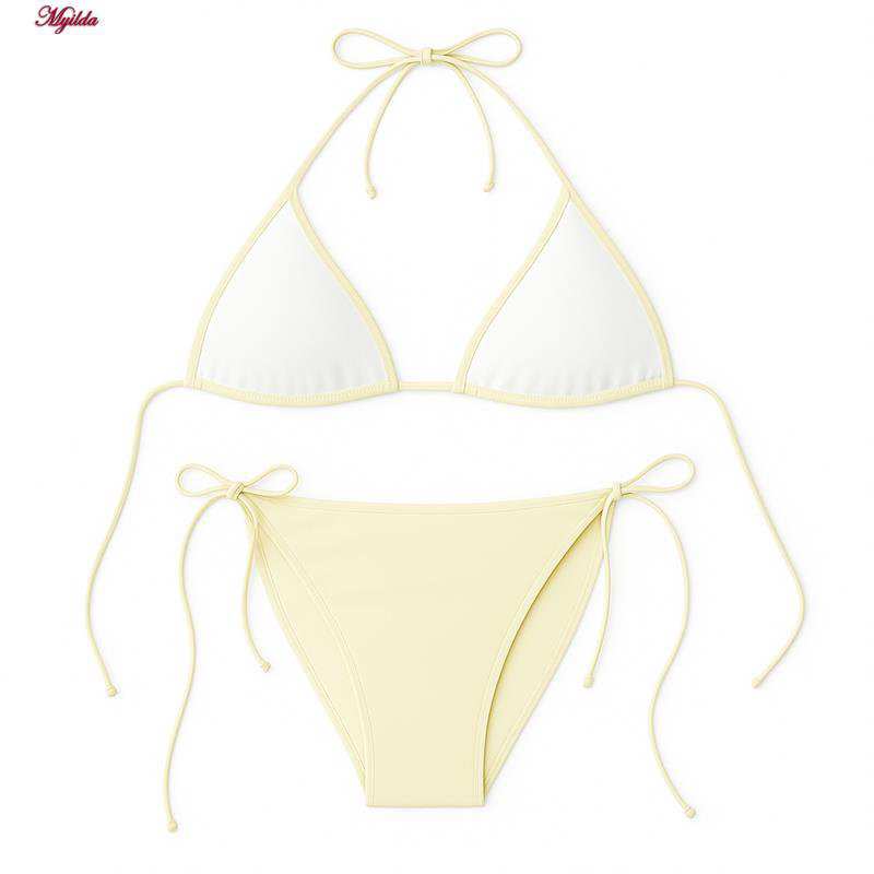 مایو دوتکه زنانه رنگ لیمویی مدل h-1210 ماییلدا