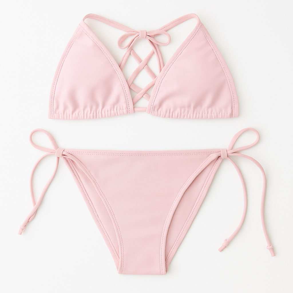 مایو دو تکه زنانه رنگ صورتی مدل h-1208 ماییلدا