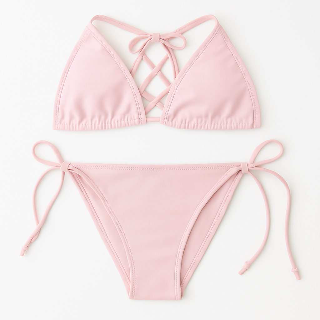 مایو دو تکه زنانه رنگ صورتی مدل h-1208 ماییلدا