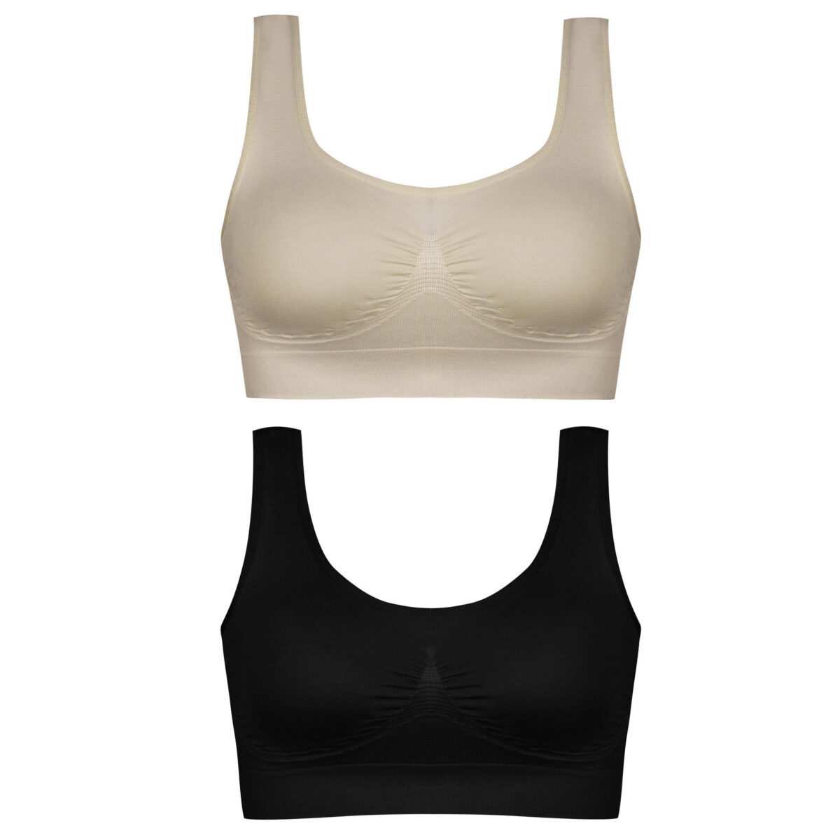 نیم تنه ورزشی زنانه رنگ کرم و مشکی ماییلدا مدل 5201-2 بسته 2 عددی