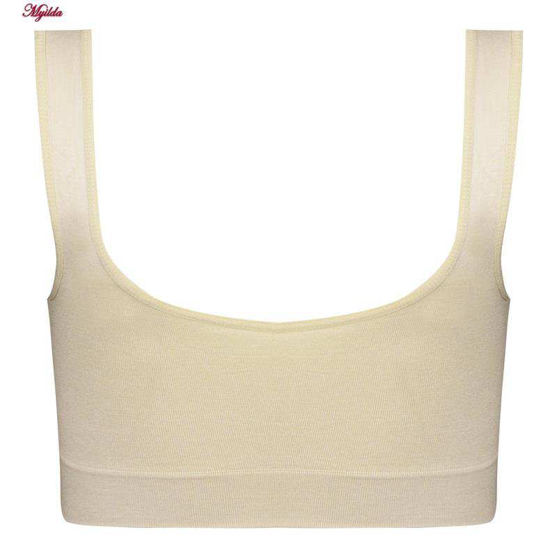 نیم تنه ورزشی زنانه رنگ کرم و مشکی ماییلدا مدل 5201-2 بسته 2 عددی