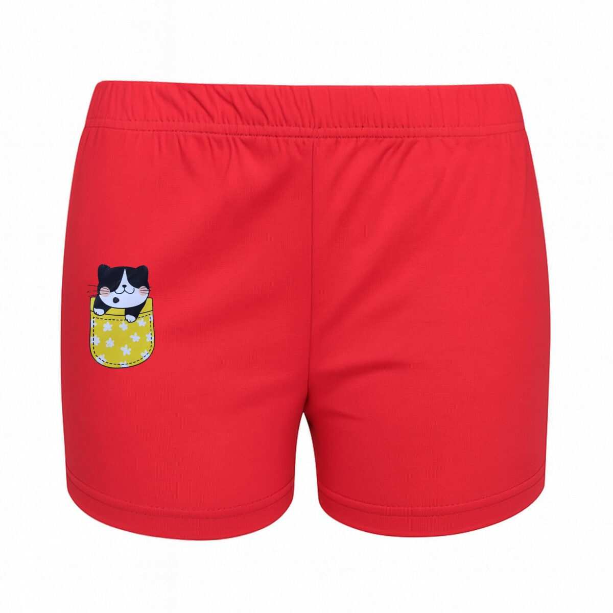 شلوارک راحتی زنانه مدل گربه رنگ قرمز ماییلدا کد 5325