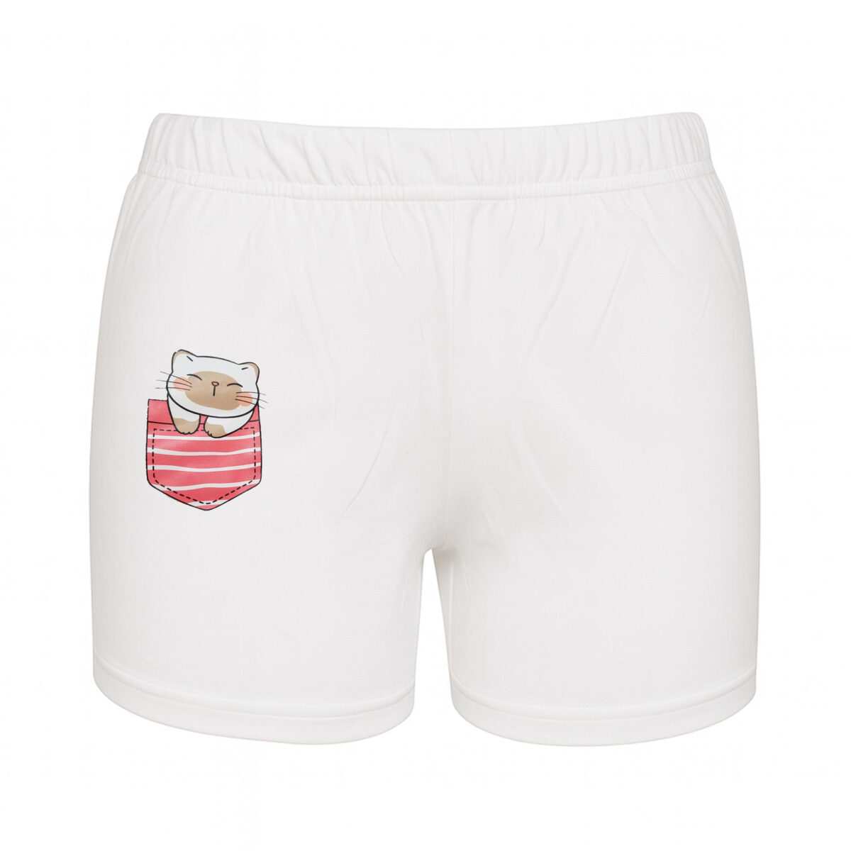 شلوارک راحتی زنانه مدل گربه رنگ سفید ماییلدا کد 5325