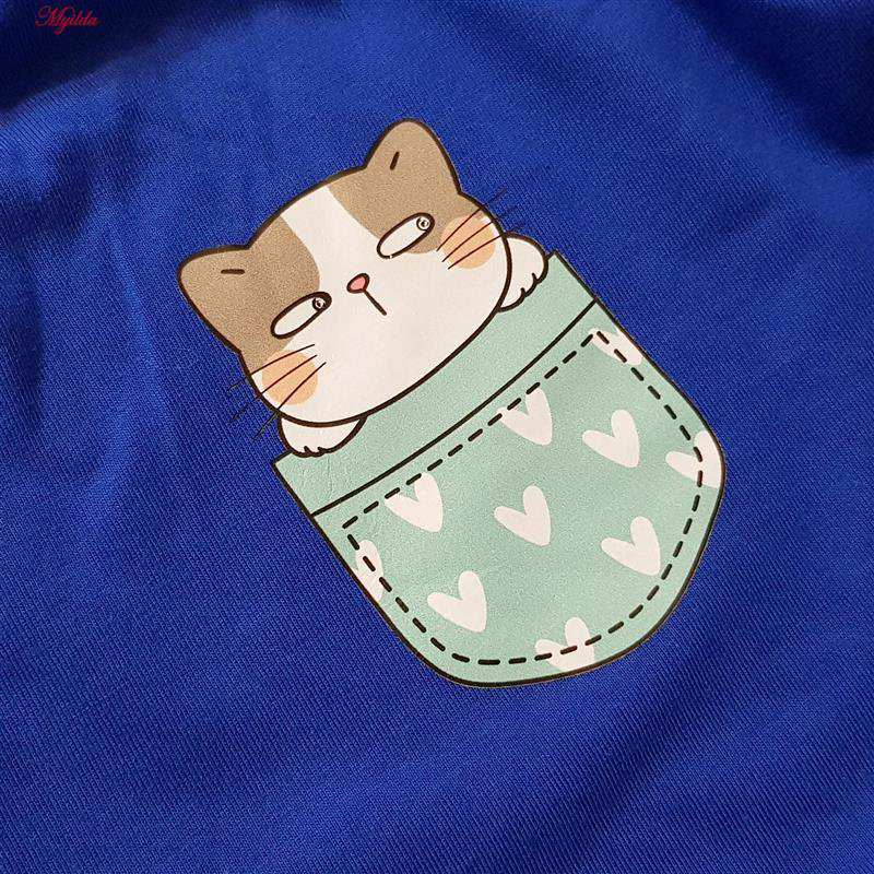 شلوارک راحتی زنانه مدل گربه بازیگوش رنگ آبی ماییلدا کد 5325