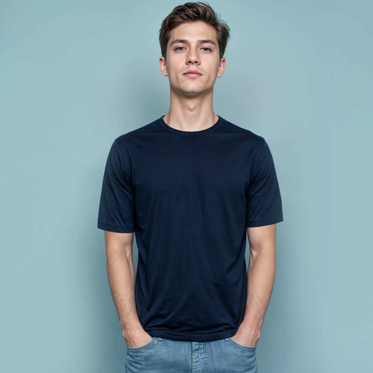 تی شرت آستین کوتاه مردانه رنگ سرمه ای مدل SA12 ماییلدا