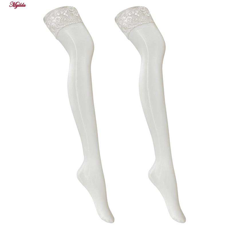 جوراب ساق بلند زنانه رنگ سفید مدل 5347 ماییلدا