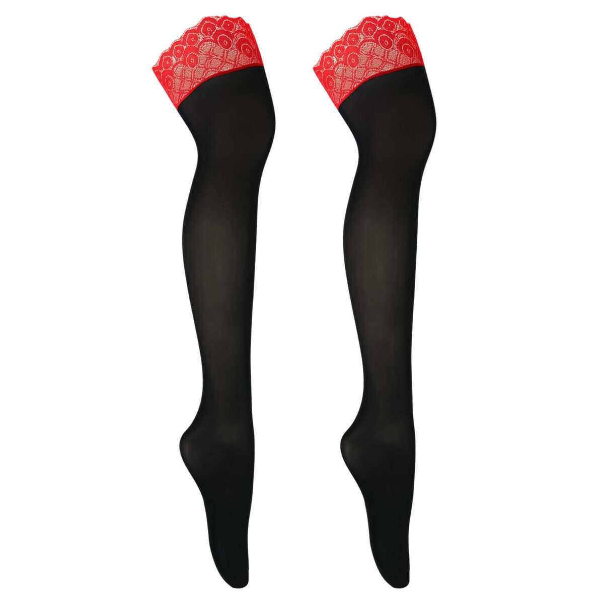 جوراب ساق بلند زنانه رنگ مشکی تور قرمز مدل 5347 ماییلدا