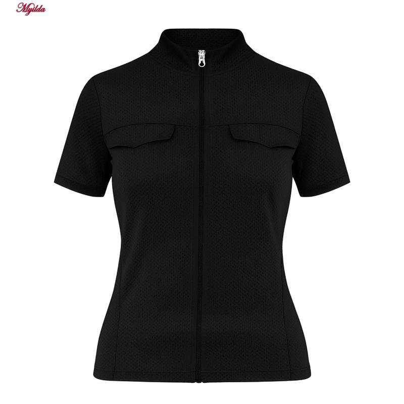 تی شرت آستین کوتاه ورزشی زنانه رنگ مشکی ماییلدا مدل 5338-556