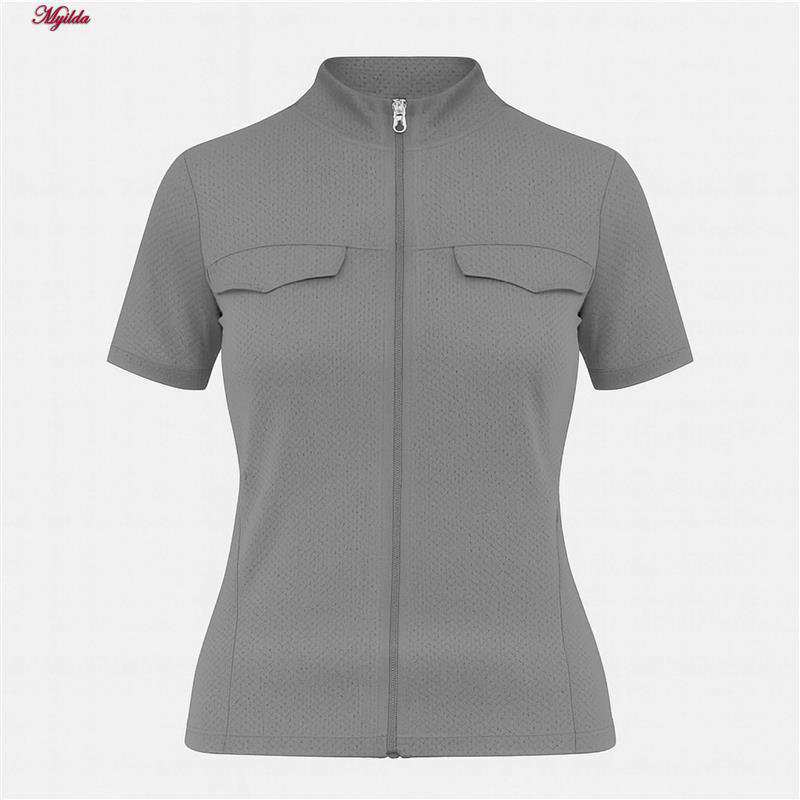 تی شرت آستین کوتاه ورزشی زنانه رنگ طوسی ماییلدا مدل 5338-556