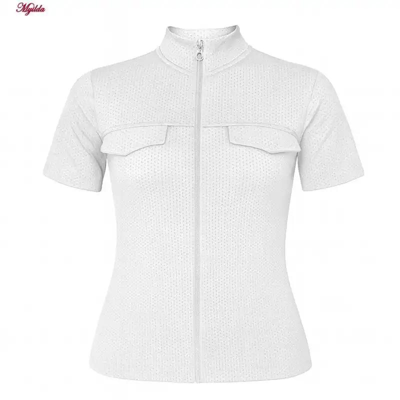 تی شرت آستین کوتاه ورزشی زنانه رنگ سفید ماییلدا مدل 5338-556