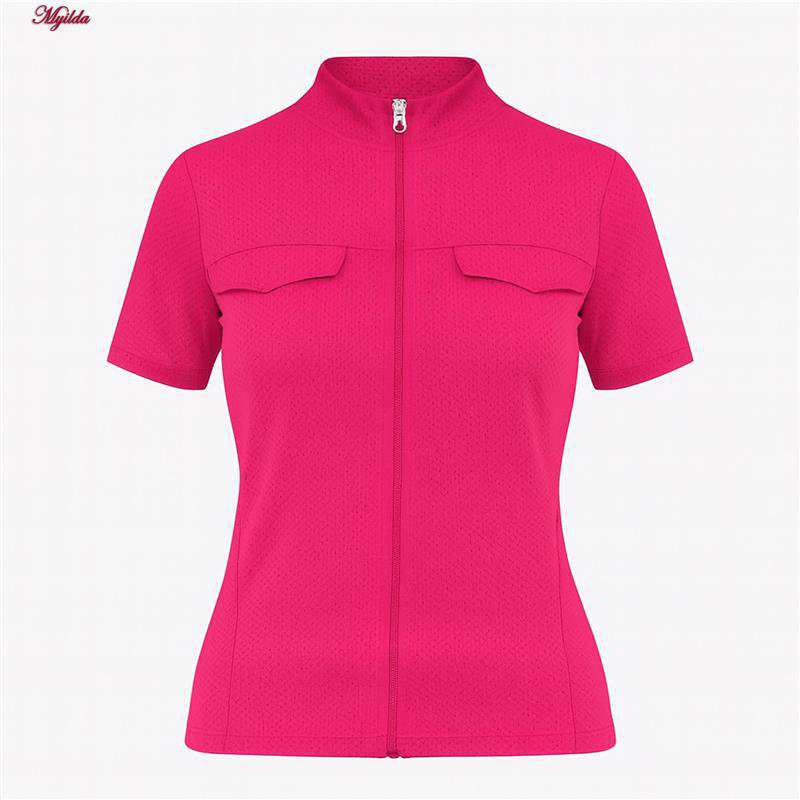 تی شرت آستین کوتاه ورزشی زنانه رنگ سرخابی ماییلدا مدل 5338-556