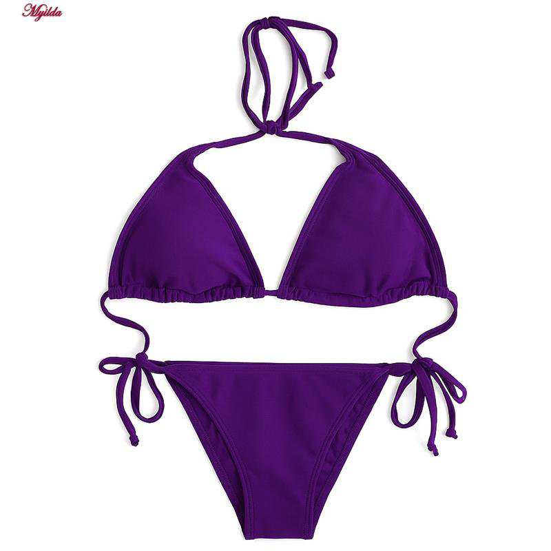 مایو دو تکه زنانه رنگ بنفش مدل 1249 ماییلدا