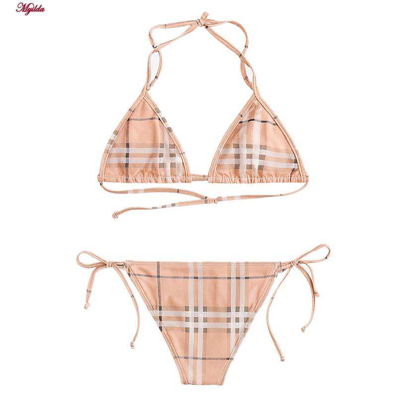 مایو دو تکه زنانه رنگ صورتی کم رنگ مدل 1275 ماییلدا