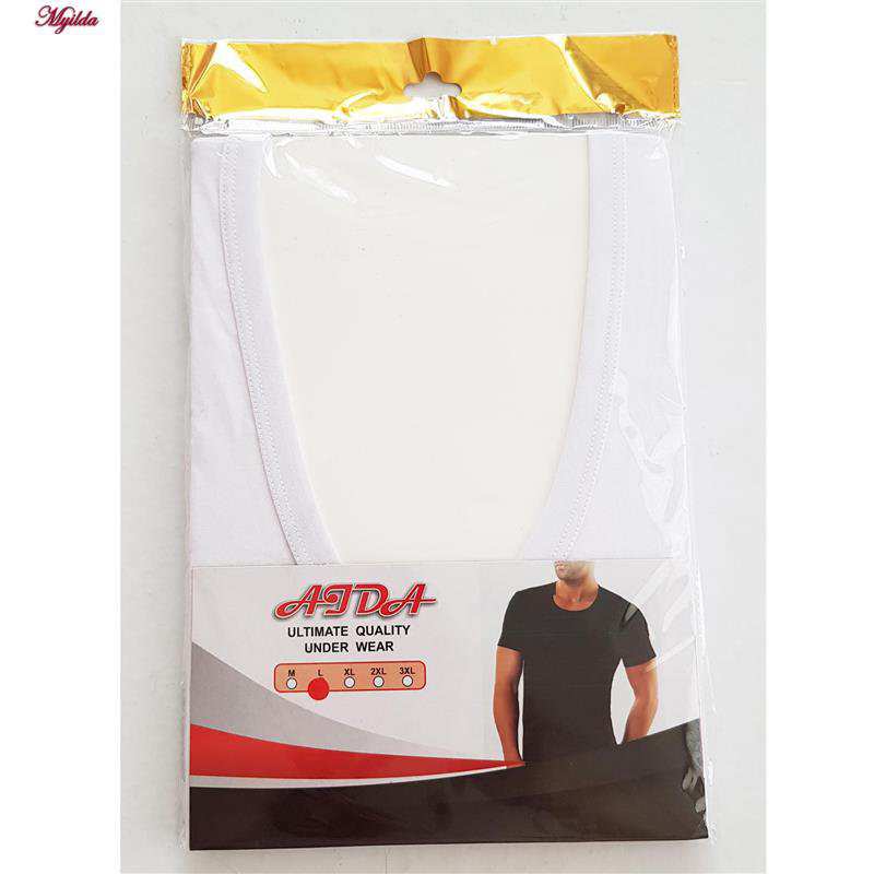 زیرپوش آستین کوتاه یقه گرد مردانه آیدا جید مدل نخ پنبه کد 5331-1 بسته 3 عددی ماییلدا