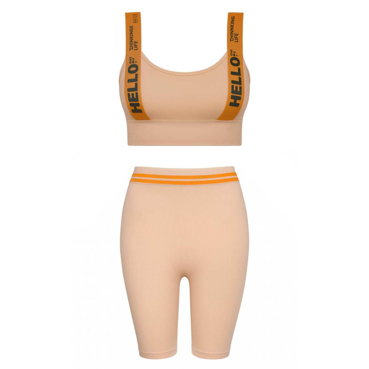 ست نیم تنه و شلوارک ورزشی زنانه رنگ کرم ماییلدا مدل 5327