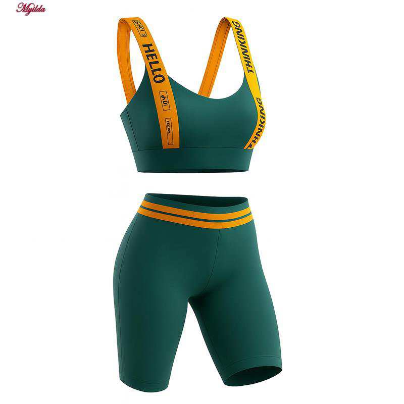 ست نیم تنه و شلوارک زنانه رنگ سبز ماییلدا کد 5323