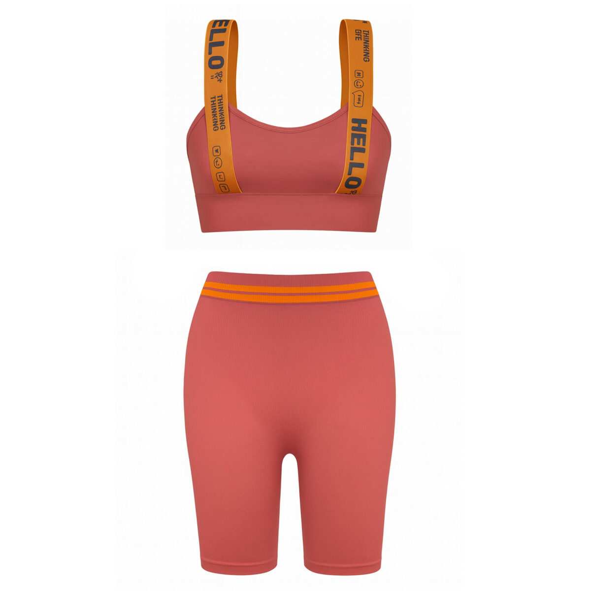 ست نیم تنه و شلوارک ورزشی زنانه رنگ نارنجی ماییلدا مدل 5327