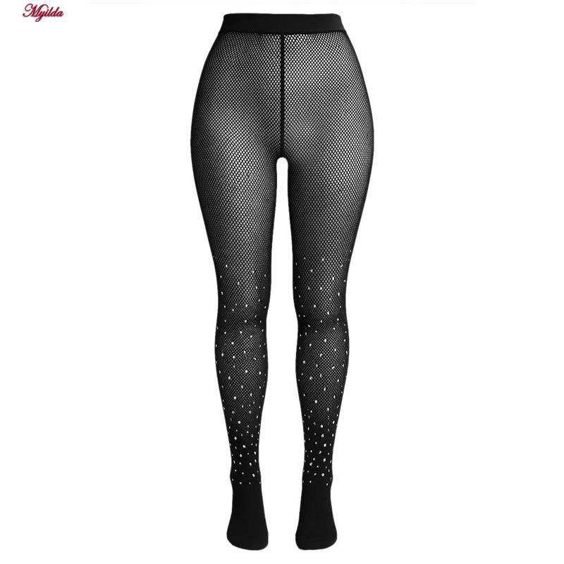 جوراب شلواری زنانه مدل نگین دار رنگ مشکی کد 5380 ماییلدا