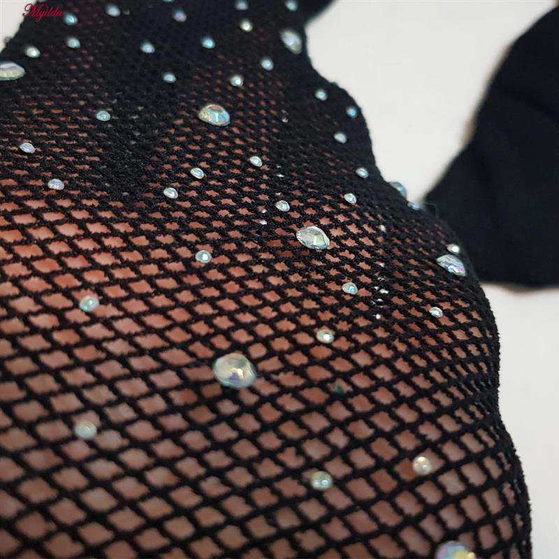 جوراب شلواری زنانه مدل نگین دار رنگ مشکی کد 5380 ماییلدا