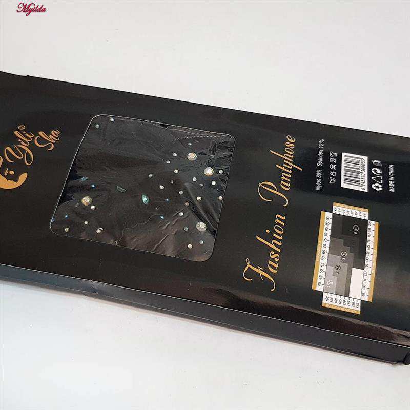 جوراب شلواری زنانه مدل نگین دار رنگ مشکی کد 5380 ماییلدا