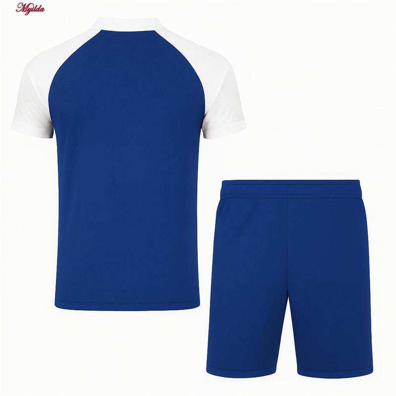 ست تی شرت آستین کوتاه و شلوارک ورزشی مردانه رنگ آبی مدل 5374-806 ماییلدا