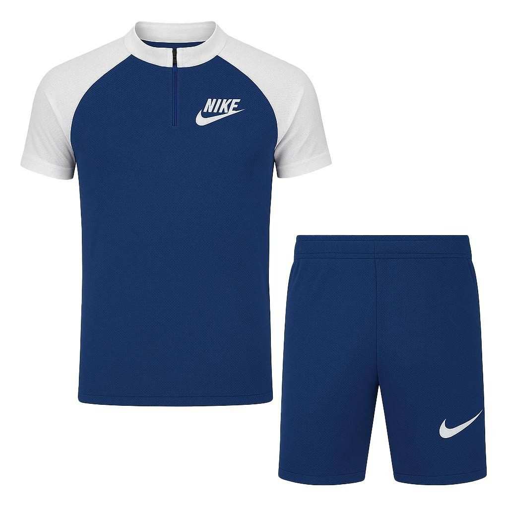 ست تی شرت آستین کوتاه و شلوارک ورزشی مردانه رنگ آبی مدل 5374-806 ماییلدا