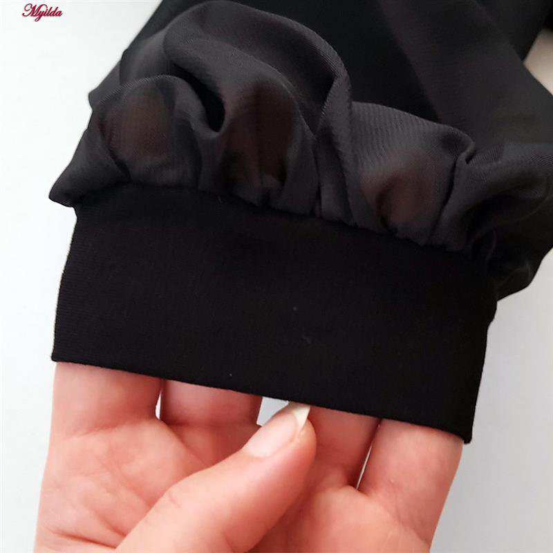 بادی آستین بلند زنانه پاپیلون مدل آستین توری رنگ مشکی مدل 5376-452 ماییلدا