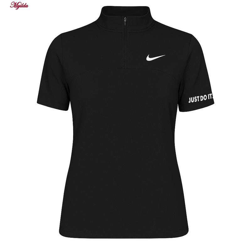 تی شرت آستین کوتاه ورزشی زنانه زیپدار رنگ مشکی مدل 5373-557 ماییلدا