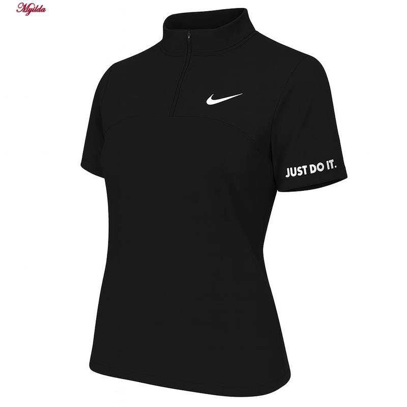 تی شرت آستین کوتاه ورزشی زنانه زیپدار رنگ مشکی مدل 5373-557 ماییلدا