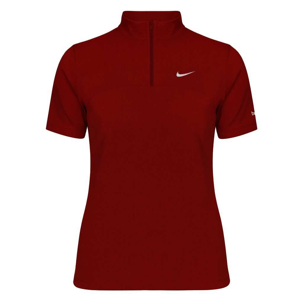 تی شرت آستین کوتاه ورزشی زنانه زیپدار رنگ قرمز مدل 5373-557 ماییلدا