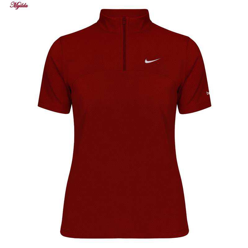 تی شرت آستین کوتاه ورزشی زنانه زیپدار رنگ قرمز مدل 5373-557 ماییلدا