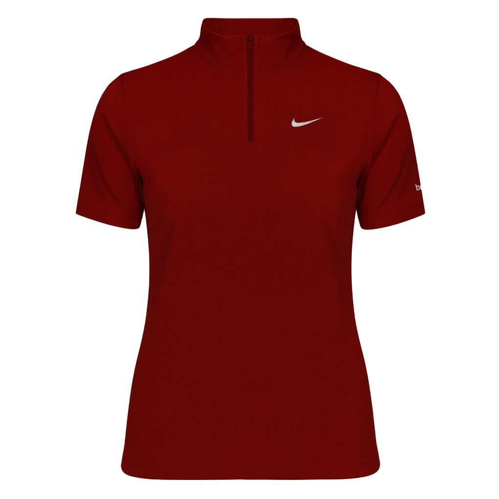 تی شرت آستین کوتاه ورزشی زنانه زیپدار رنگ قرمز مدل 5373-557 ماییلدا