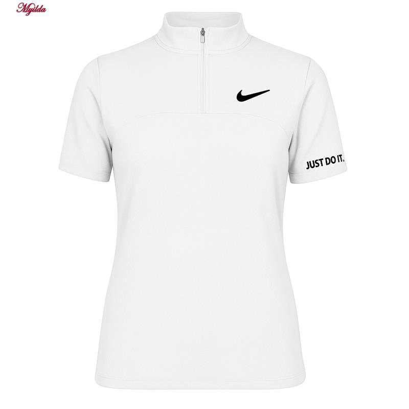 تی شرت آستین کوتاه ورزشی زنانه زیپدار رنگ سفید مدل 5373-557 ماییلدا