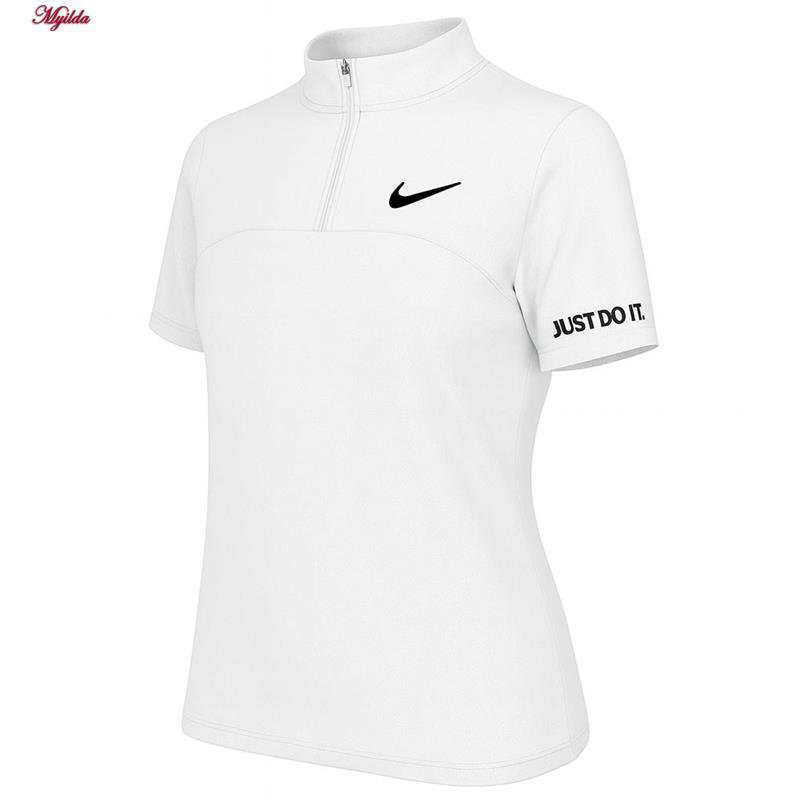 تی شرت آستین کوتاه ورزشی زنانه زیپدار رنگ سفید مدل 5373-557 ماییلدا