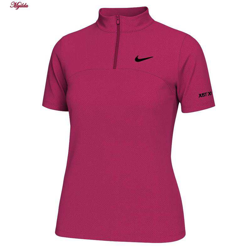 تی شرت آستین کوتاه ورزشی زنانه زیپدار رنگ سرخابی مدل 5373-557 ماییلدا