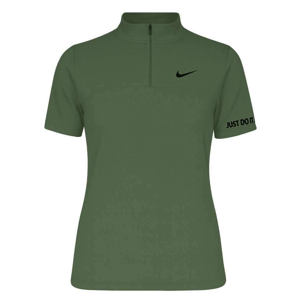 تی شرت آستین کوتاه ورزشی زنانه زیپدار رنگ زیتونی مدل 5373-557 ماییلدا