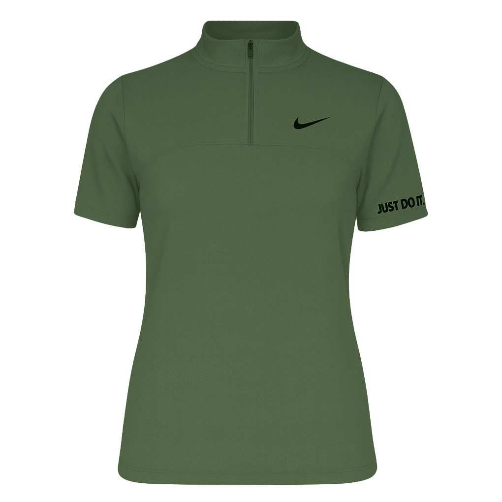 تی شرت آستین کوتاه ورزشی زنانه زیپدار رنگ زیتونی مدل 5373-557 ماییلدا