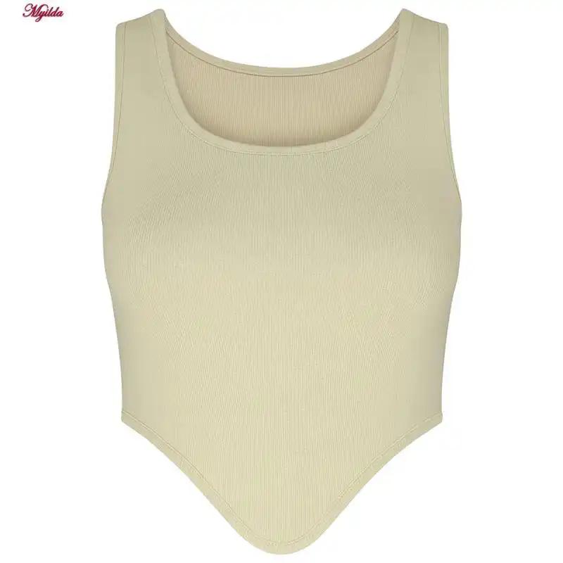 تاپ زنانه کراپ رنگ کرم ماییلدا مدل 5370-563