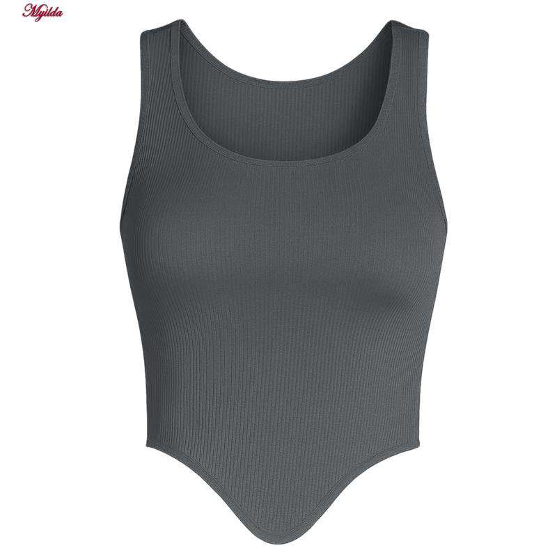 تاپ زنانه کراپ رنگ طوسی ماییلدا مدل 5370-563