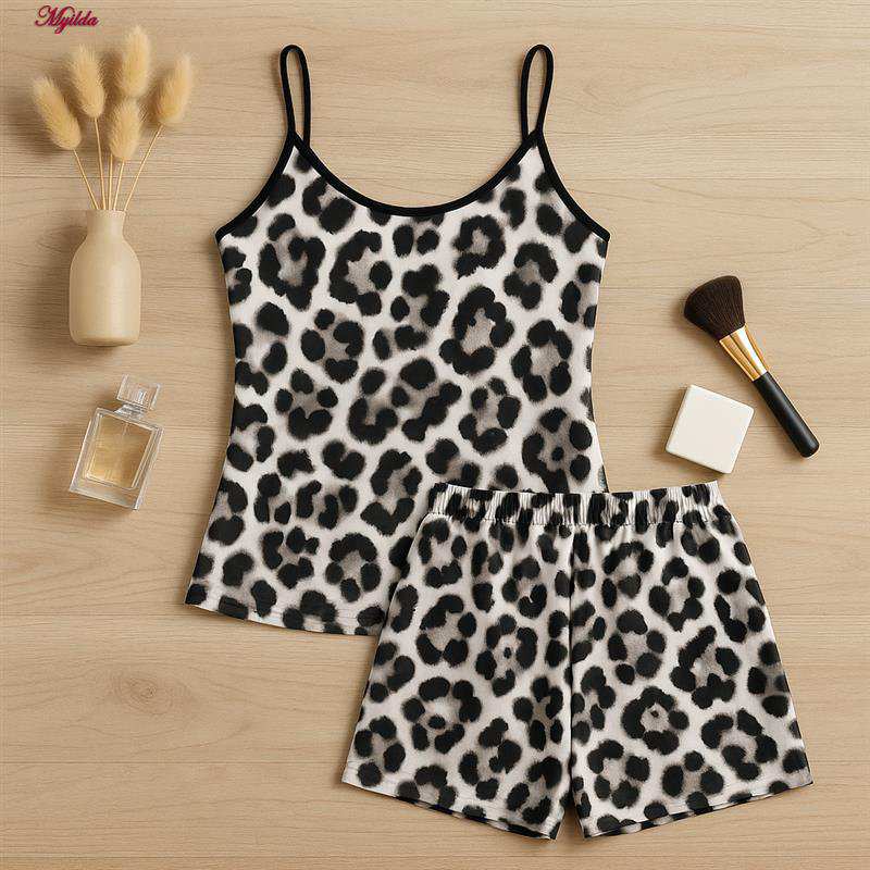 لباس خواب زنانه طرح پلنگی ماییلدا مدل 5375-320