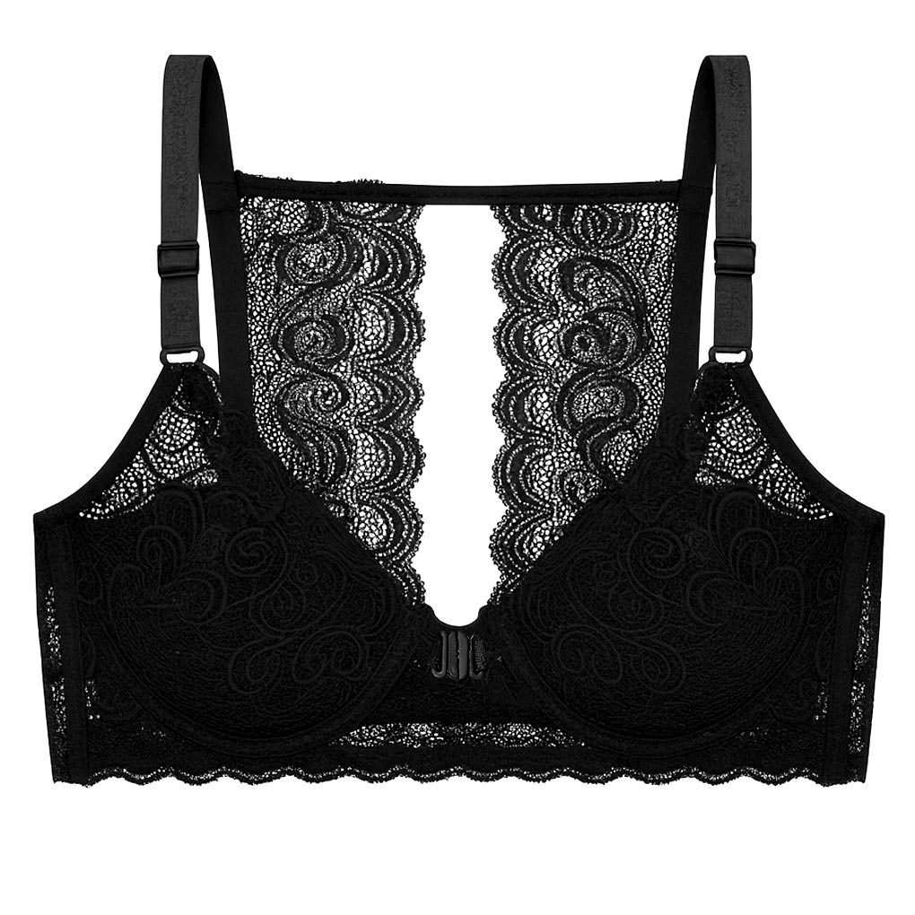 سوتین فنردار زنانه رنگ مشکی مدل جلو بازشو گلستان ماییلدا کد 5363