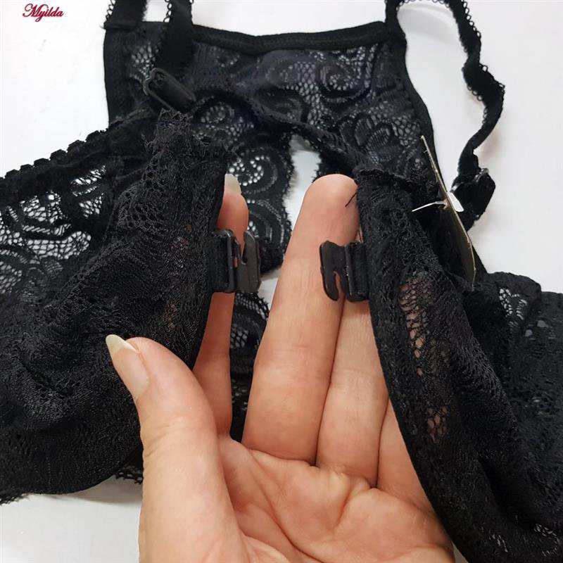 سوتین فنردار زنانه رنگ مشکی مدل جلو بازشو گلستان ماییلدا کد 5363