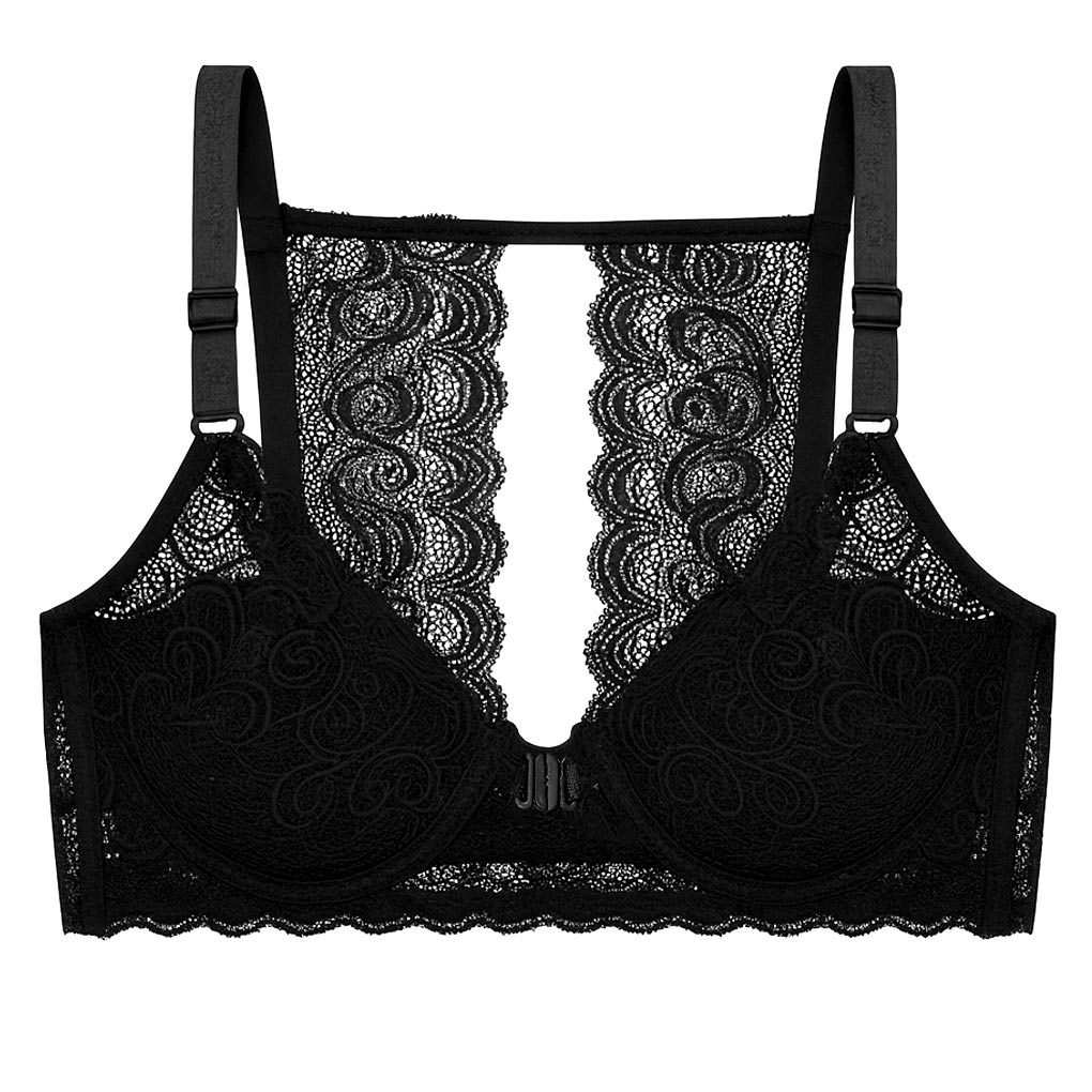 سوتین فنردار زنانه رنگ مشکی مدل جلو بازشو گلستان ماییلدا کد 5363