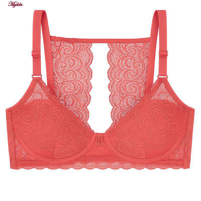 سوتین فنردار زنانه رنگ گلبهی مدل جلو بازشو گلستان ماییلدا کد 5363